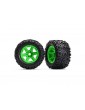 Traxxas Tires & wheels 3.8", green wheels, Talon EXT tires (pair)