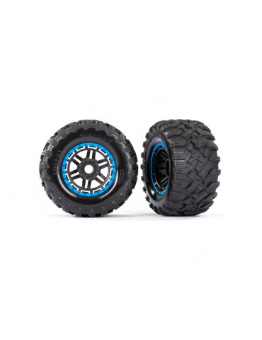 Traxxas Tires & wheels 2.8", black-blue wheels, Maxx All-Terrain tires (2)