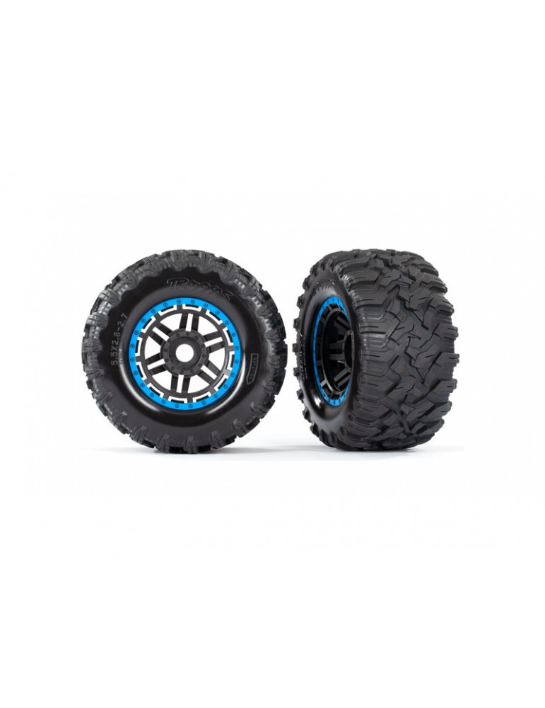 Traxxas Tires & wheels 2.8", black-blue wheels, Maxx All-Terrain tires (2)