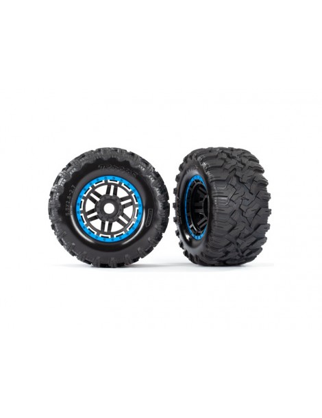 Traxxas Tires & wheels 2.8", black-blue wheels, Maxx All-Terrain tires (2)