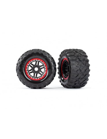 Traxxas Tires & wheels 2.8", black-red wheels, Maxx All-Terrain tires (2)