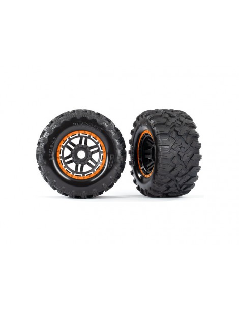 Traxxas Tires & wheels 2.8", black-orange wheels, Maxx All-Terrain tires (2)