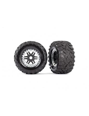 Traxxas Tires & wheels 2.8", black-satin chrome wheels, Maxx All-Terrain tires (2)