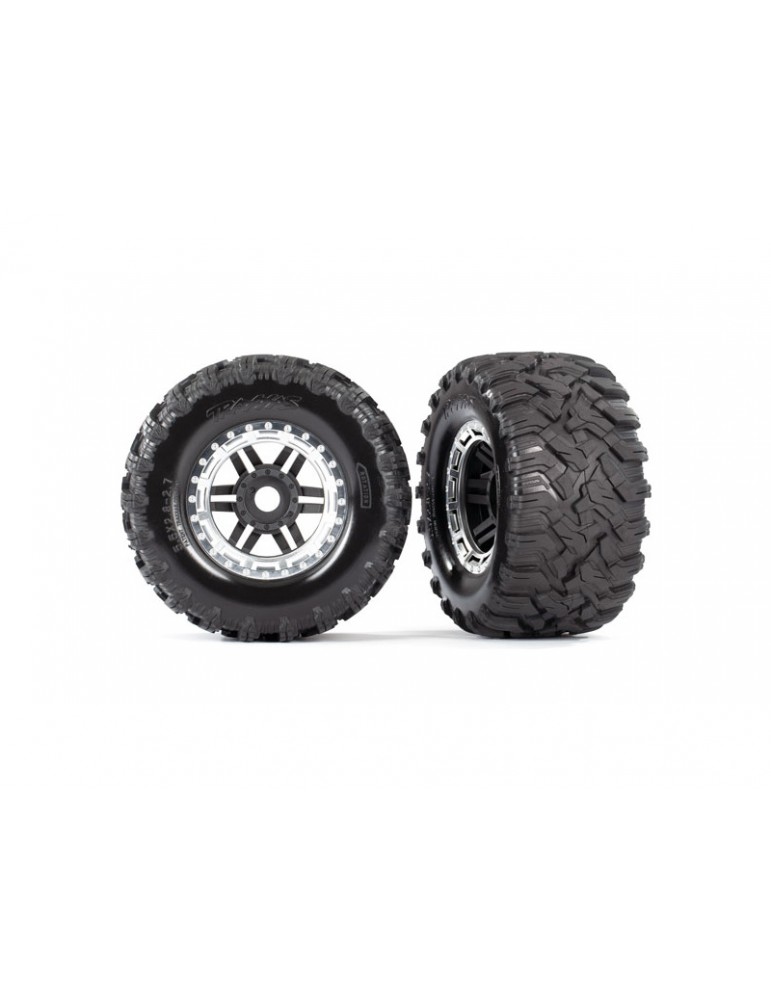 Traxxas Tires & wheels 2.8", black-satin chrome wheels, Maxx All-Terrain tires (2)