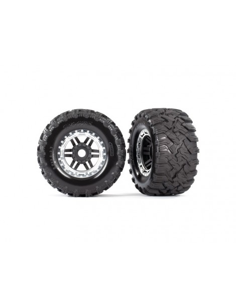 Traxxas Tires & wheels 2.8", black-satin chrome wheels, Maxx All-Terrain tires (2)