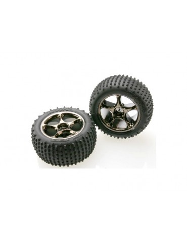 Traxxas Tires & wheels 2.2", Tracer black chrome, Alias tires (2) (rear)