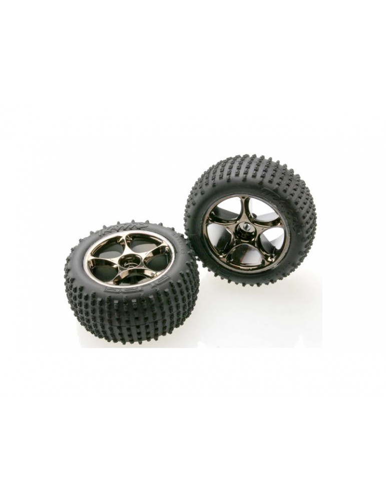 Traxxas Tires & wheels 2.2", Tracer black chrome, Alias tires (2) (rear)