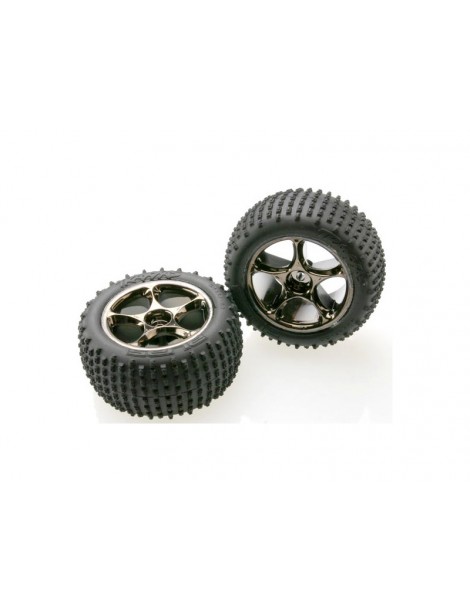 Traxxas Tires & wheels 2.2", Tracer black chrome, Alias tires (2) (rear)