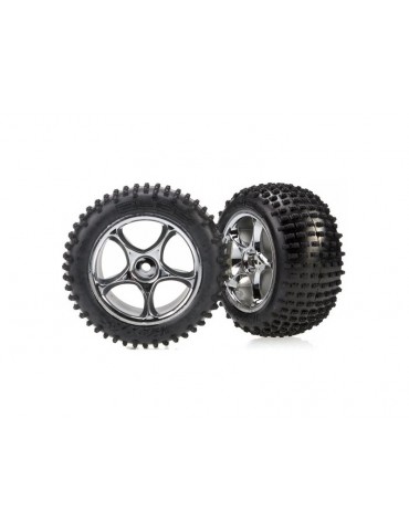 Traxxas Tires & wheels 2.2", Tracer chrome wheels, Alias tires (2) (rear)