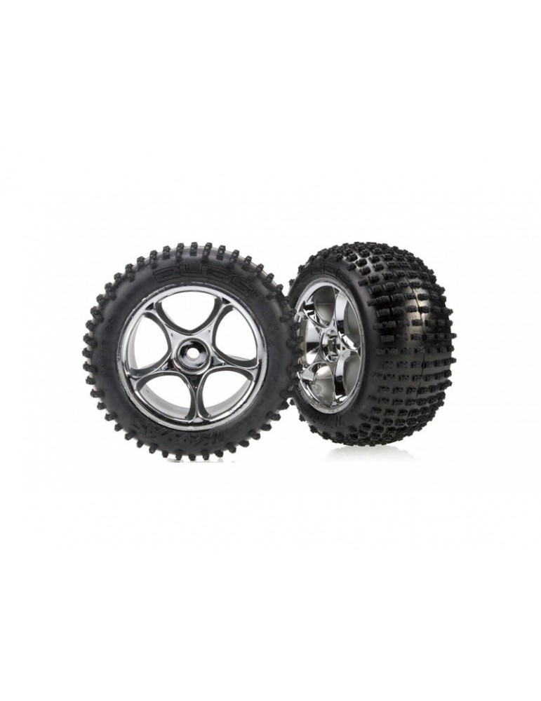 Traxxas Tires & wheels 2.2", Tracer chrome wheels, Alias tires (2) (rear)