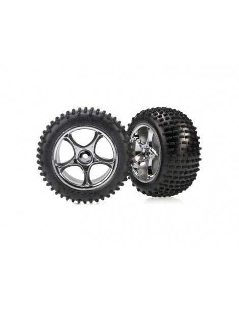 Traxxas Tires & wheels 2.2", Tracer chrome wheels, Alias tires (2) (rear)