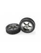 Traxxas Tires & wheels 2.2", Tracer black chrome, Ribbed tires (2) (front)