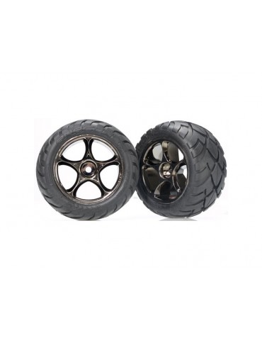 Traxxas Tires & wheels 2.2", Tracer black chrome, Anaconda tires (2) (rear)