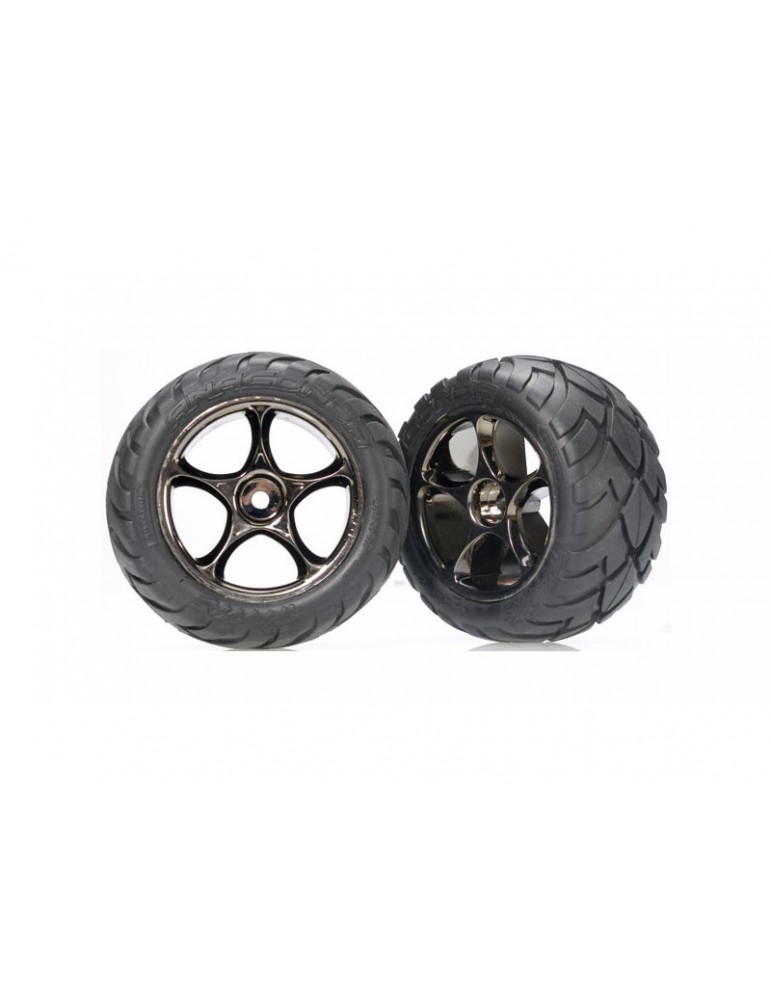 Traxxas Tires & wheels 2.2", Tracer black chrome, Anaconda tires (2) (rear)