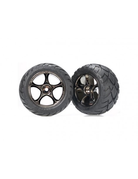Traxxas Tires & wheels 2.2", Tracer black chrome, Anaconda tires (2) (rear)
