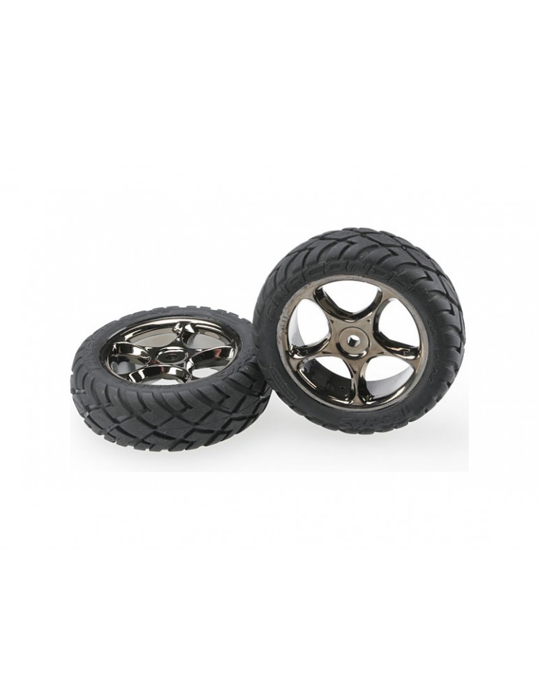 Traxxas Tires & wheels 2.2", Tracer black chrome, Anaconda tires (2) (front)