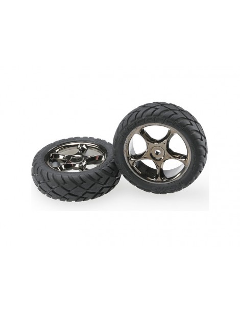 Traxxas Tires & wheels 2.2", Tracer black chrome, Anaconda tires (2) (front)