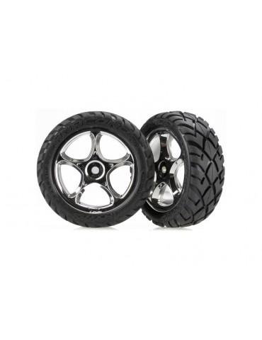 Traxxas Tires & wheels 2.2", Tracer chrome, Anaconda tires (2) (front)