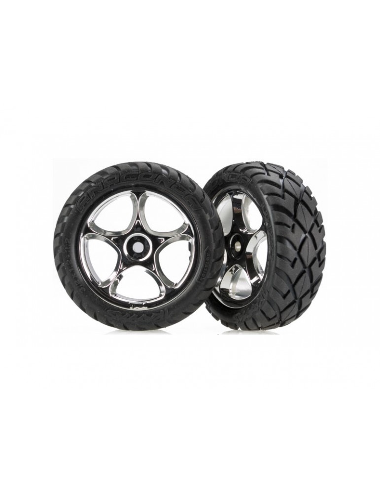 Traxxas Tires & wheels 2.2", Tracer chrome, Anaconda tires (2) (front)