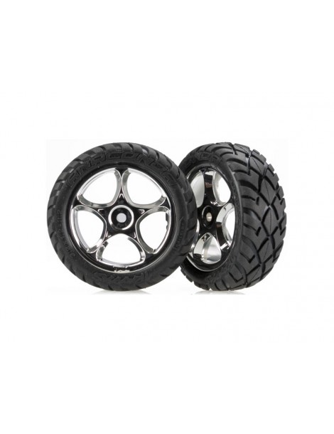 Traxxas Tires & wheels 2.2", Tracer chrome, Anaconda tires (2) (front)