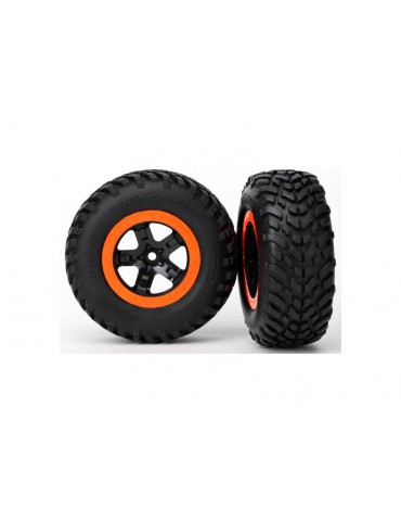 Traxxas Tires & wheels 2.2/3.0", SCT black-orange wheel, SCT tire (2) (4WD f/r, 2WD r)