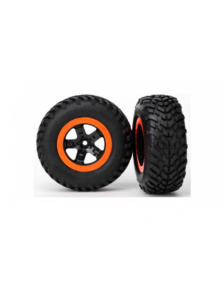 Traxxas Tires & wheels 2.2/3.0", SCT black-orange wheel, SCT tire (2) (4WD f/r, 2WD r)