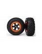 Traxxas Tires & wheels 2.2/3.0", SCT black-orange wheel, SCT tire (2) (4WD f/r, 2WD r)