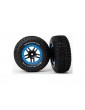 Traxxas Tires & wheels 2.2/3.0", SCT Split-Spoke black-blue, KM2 tire (2) (4WD f/r, 2WD r)