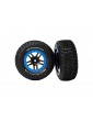Traxxas Tires & wheels 2.2/3.0", SCT Split-Spoke black-blue, KM2 tire (2) (2WD front)