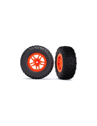 Traxxas Tires & wheels 2.2/3.0", SCT Split-Spoke orange wheel, SCT tire (2) (4WD f/r, 2WD rear)