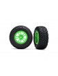 Traxxas Tires & wheels 2.2/3.0", SCT Split-Spoke green wheel, SCT tire (2) (4WD f/r, 2WD rear)