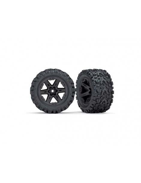 Traxxas Wheels 2.8", Rustler 4X4 black wheels, Talon Extreme tires (2) (electric rear)