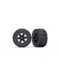 Traxxas Wheels 2.8", Rustler 4X4 black wheels, Talon Extreme tires (2) (electric rear)