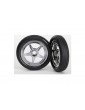 Traxxas Tires & wheels, 5-spoke chrome wheels, tires (2) (front)