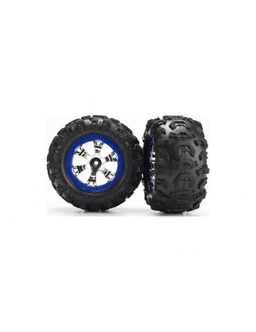 Traxxas Tires & wheels 2.2", Geode chrome-blue, Canyon AT tires (pair)