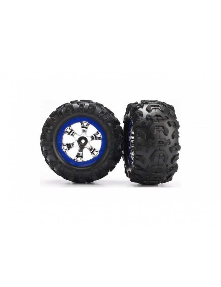 Traxxas Tires & wheels 2.2", Geode chrome-blue, Canyon AT tires (pair)