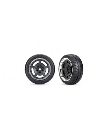 Traxxas Tires and wheels 1.9", black with chrome wheels, Response tires (front) (2)