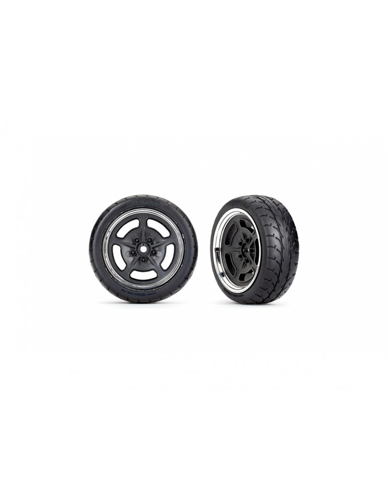 Traxxas Tires and wheels 1.9", black with chrome wheels, Response tires (front) (2)