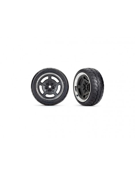 Traxxas Tires and wheels 1.9", black with chrome wheels, Response tires (front) (2)