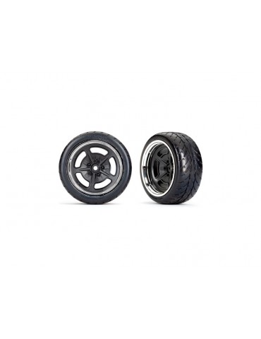 Traxxas Tires and wheels 1.9", black with chrome wheels, Response tires (rear) (2)