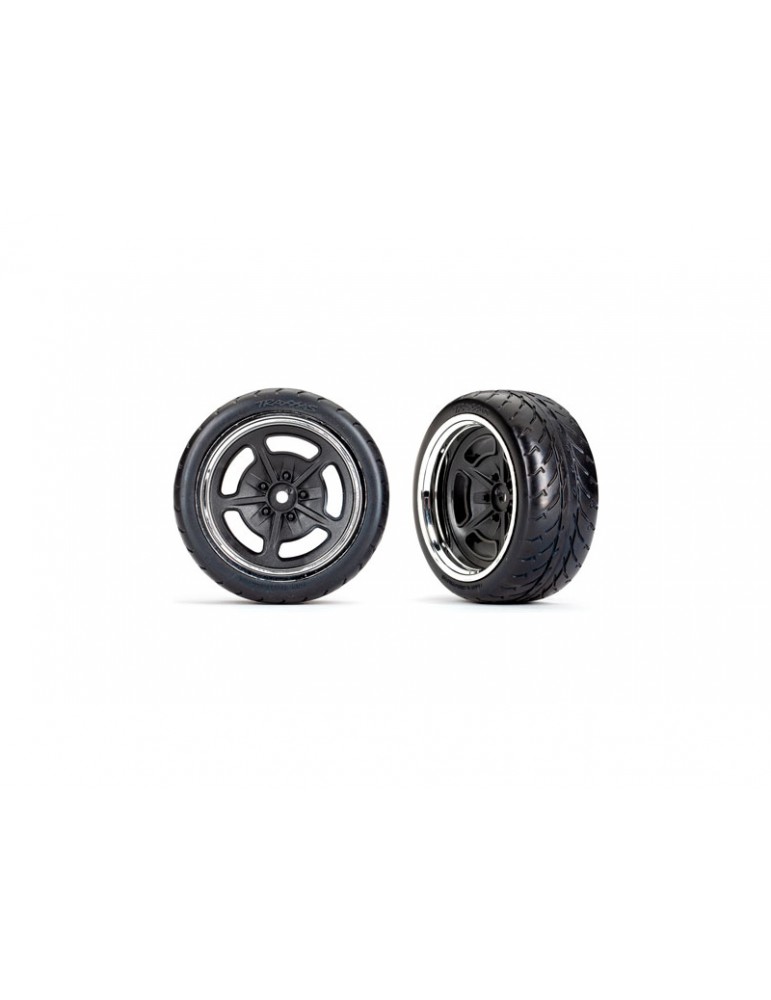 Traxxas Tires and wheels 1.9", black with chrome wheels, Response tires (rear) (2)