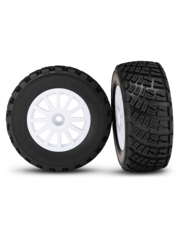 Traxxas Tires & wheels 2.2/3.0", Rally white wheels, gravel tires (2)