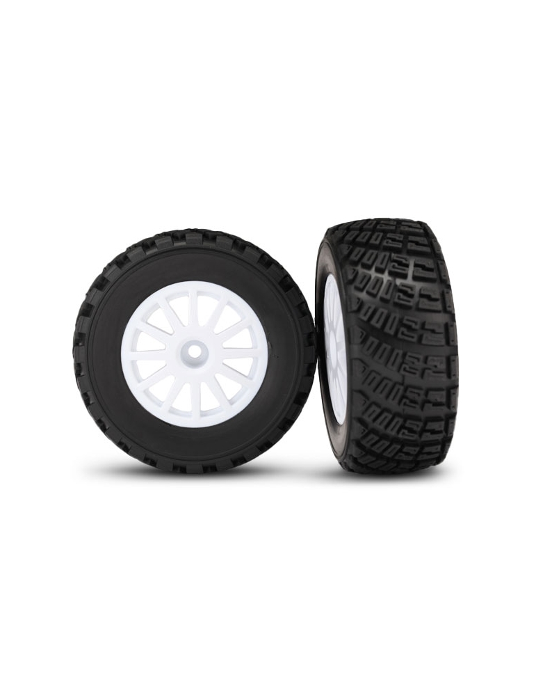 Traxxas Tires & wheels 2.2/3.0", Rally white wheels, gravel tires (2)