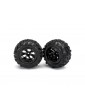 Traxxas Tires & wheels 2.2", Geode black wheels, Canyon AT tires (pair)