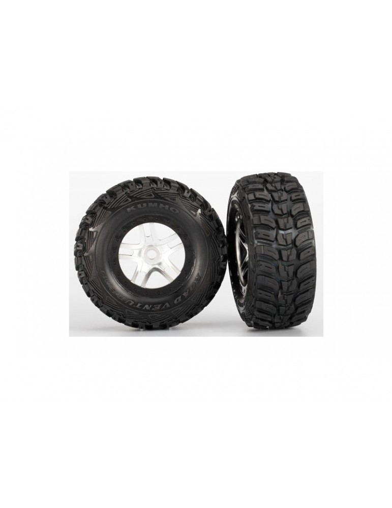 Traxxas Tires & wheels 2.2/3.0", SCT Split-Spoke satin chrome-black, Kumho S1 tire (2)