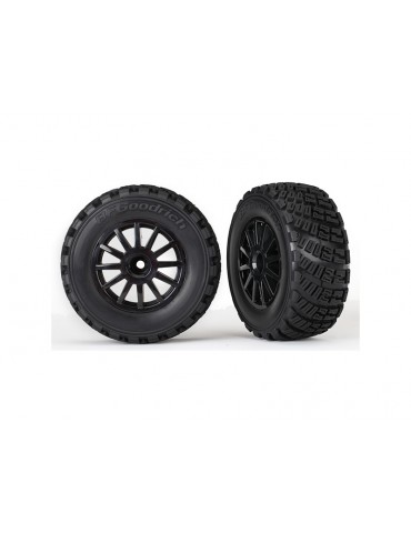 Traxxas Tires & wheels 2.2/3.0", Rally black wheels, gravel tires (2)
