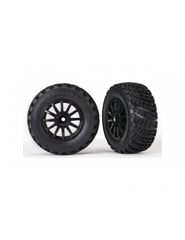 Traxxas Tires & wheels 2.2/3.0", Rally black wheels, gravel tires (2)