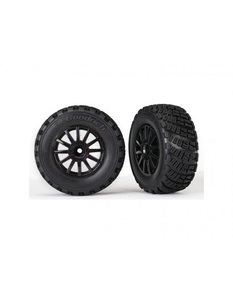 Traxxas Tires & wheels 2.2/3.0", Rally black wheels, gravel tires (2)