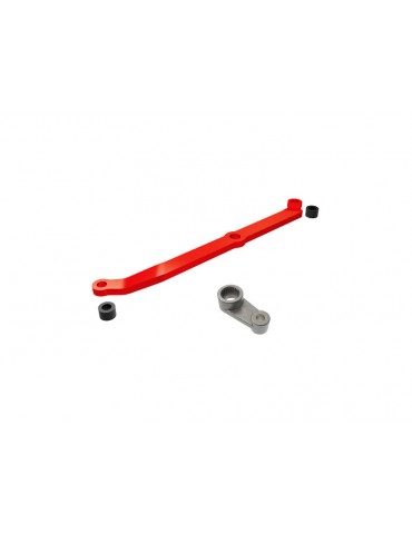 Traxxas Steering link, 6061-T6 aluminum (red-anodized)/ servo horn, metal/ spacers (2)