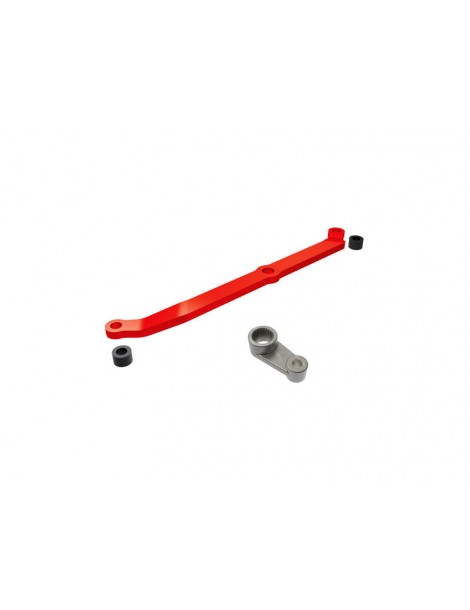 Traxxas Steering link, 6061-T6 aluminum (red-anodized)/ servo horn, metal/ spacers (2)